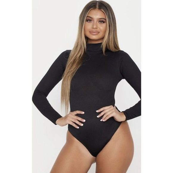 PrettyLittleThing Black Long Sleeve Bodysuit - Picture 1 of 9